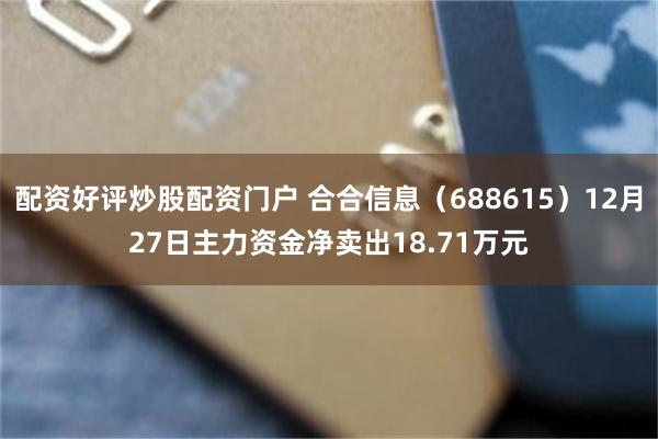 配资好评炒股配资门户 合合信息（688615）12月27日主力资金净卖出18.71万元