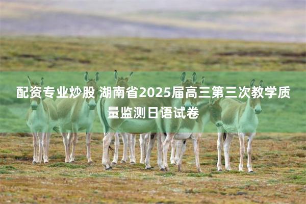 配资专业炒股 湖南省2025届高三第三次教学质量监测日语试卷