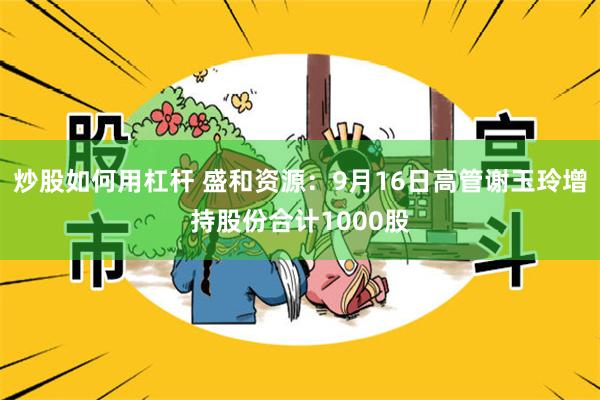 炒股如何用杠杆 盛和资源：9月16日高管谢玉玲增持股份合计1000股